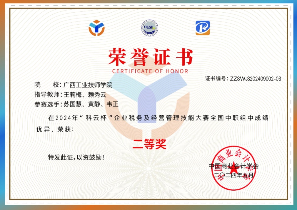 科云杯2024年二等奖荣誉证书 科云杯2024年二等奖荣誉证书